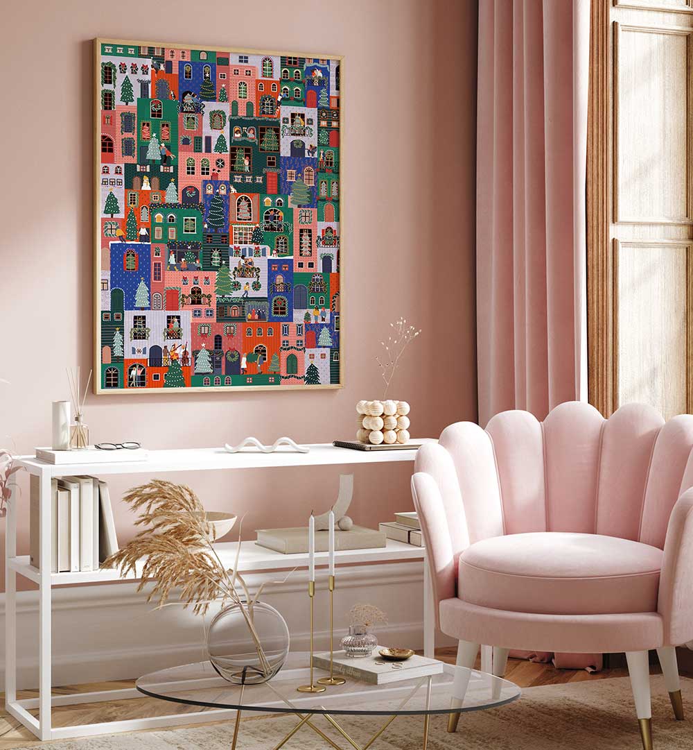 HOLIDAY HOUSES , PATTERN ART PRINTS