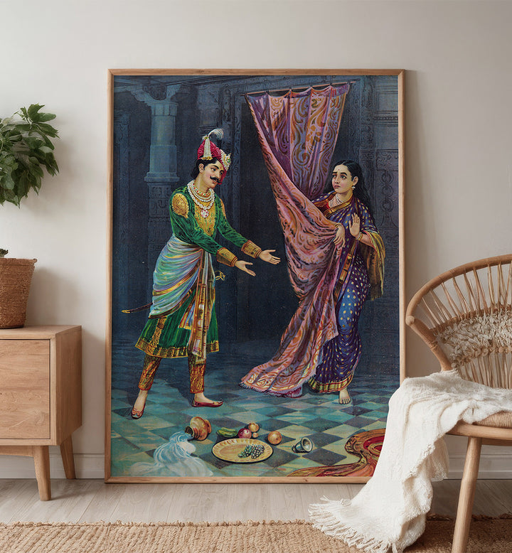 KEECHAKA AND SAIRANDHRI , INDIAN ART PAINTINGS