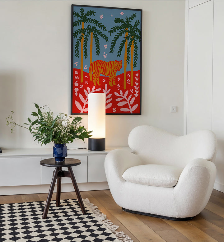 TIGER UNDER PALMS , ANIMAL PAINTINGS