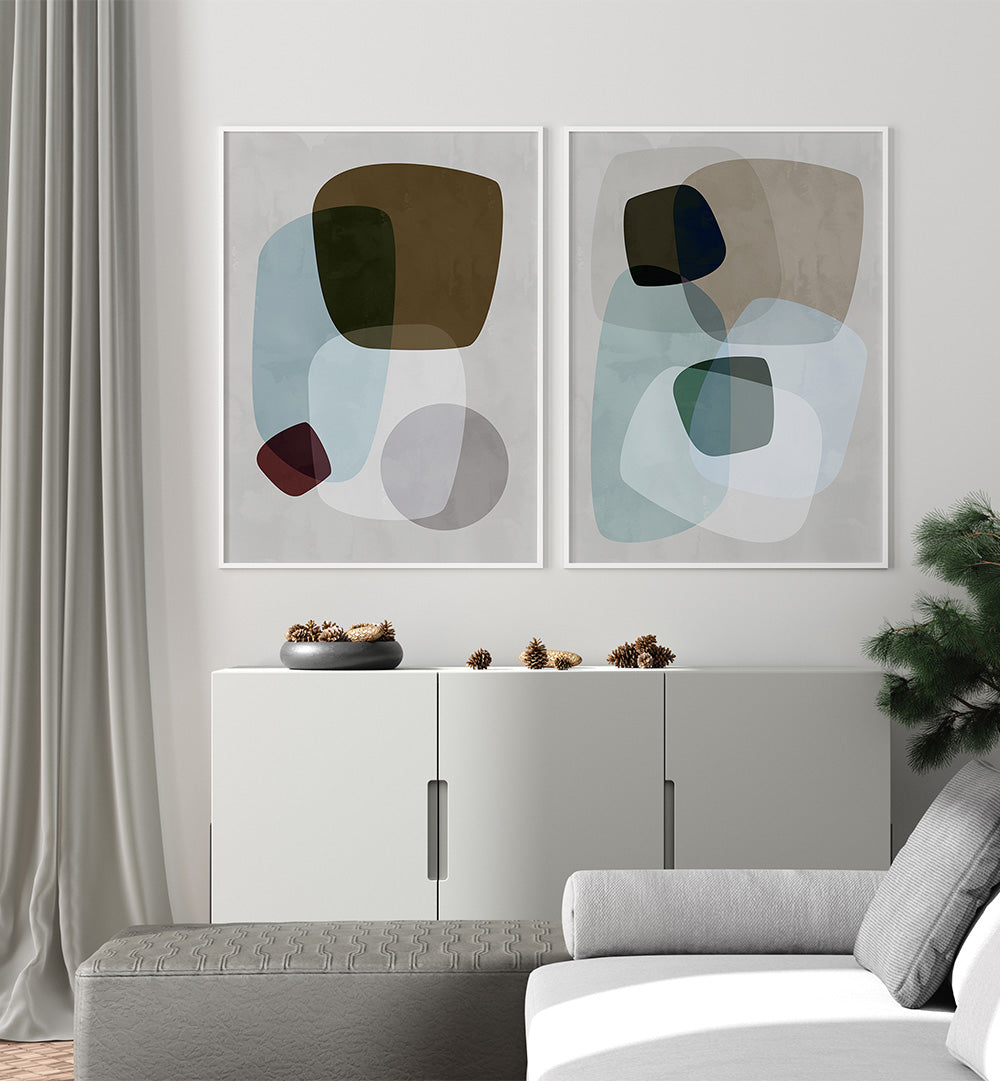 MARBLE MEADOW SET , SET OF 2 PAINTINGS
