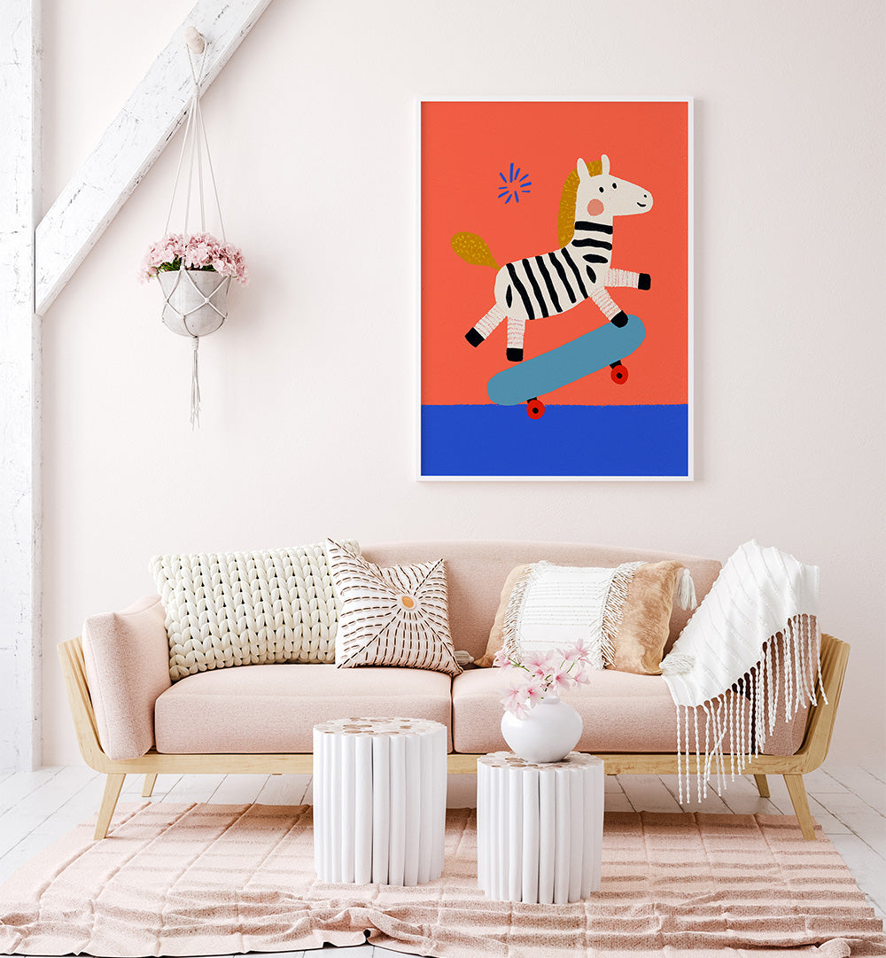 SKATING ZEBRA ,KIDS ROOM PAINTINGS