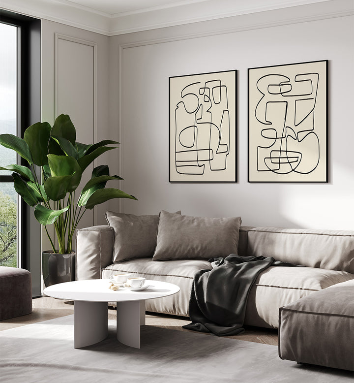 LINEAR BALANCE SET , SET OF 2 PAINTINGS