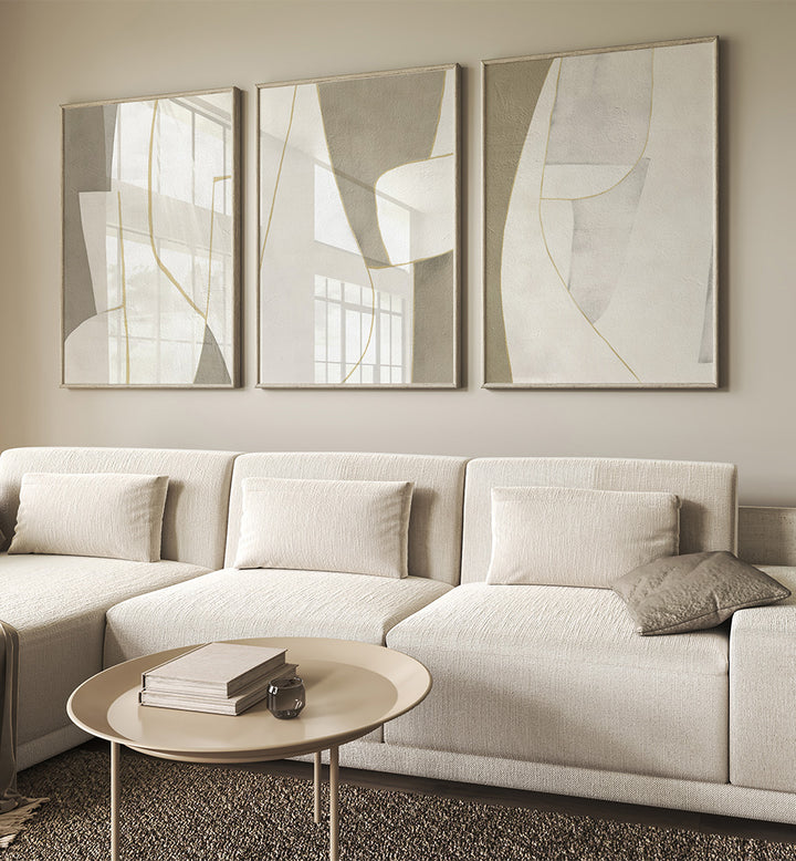 SOFT MODERNISM SET , SET OF 3 PAINTINGS