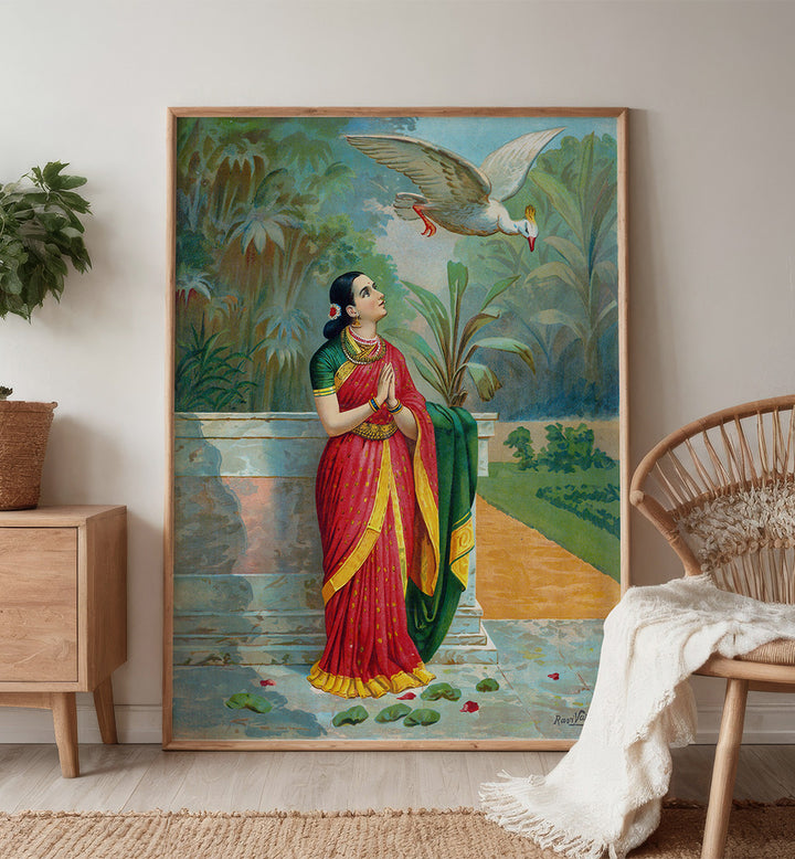 HAUNSA DAMAYANTI SANWADA , INDIAN ART PAINTINGS