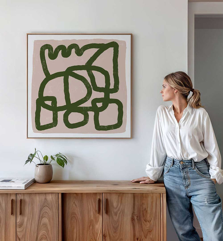 LINE DRAWING GREEN , LINE ART PAINTINGS