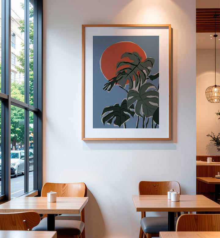 MONSTERA SUNSET , BOHO ART PAINTINGS