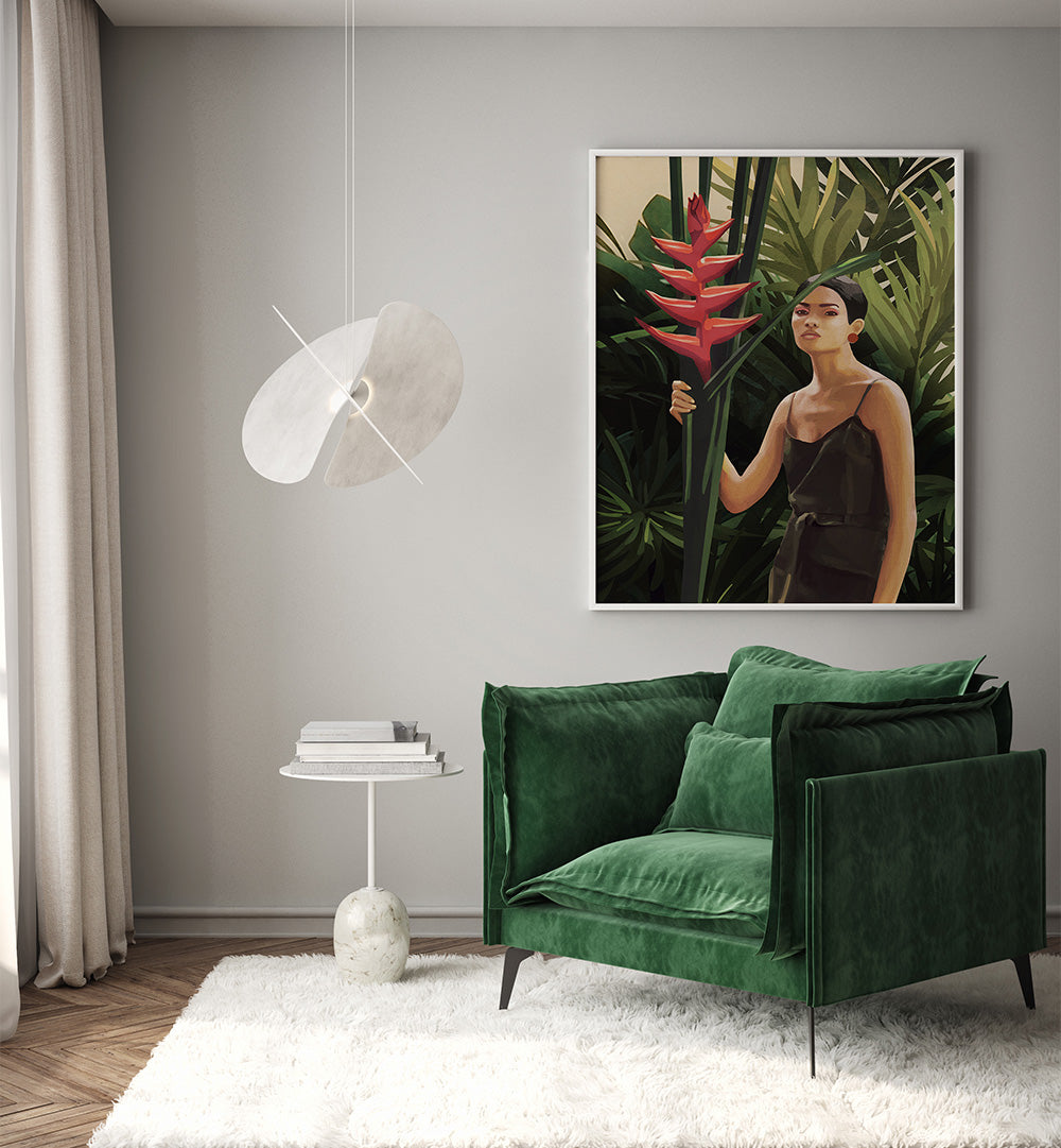 WOMAN IN TROPICAL FOREST, SURREAL ART PRINTS