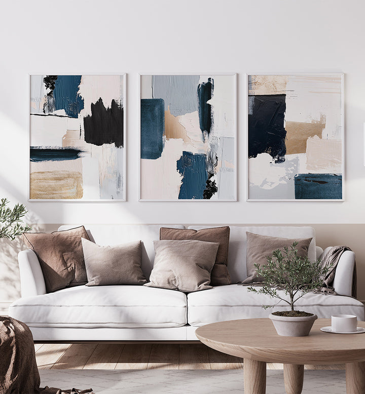 HUSHED TONES , SET OF 3 PAINTINGS