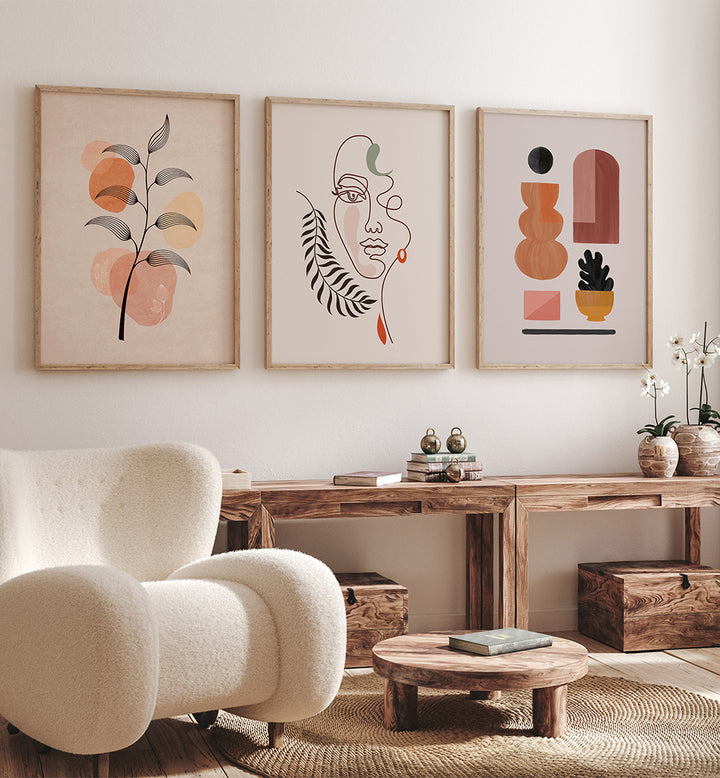 BOHEME CALM , SET OF 3 PAINTINGS