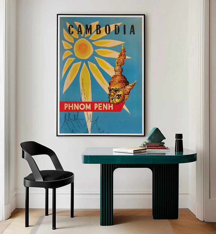 Colorful CAMBODIA, VINTAGE TRAVEL POSTERS showcasing Phnom Penh's charm, perfect for decor and inspiration.