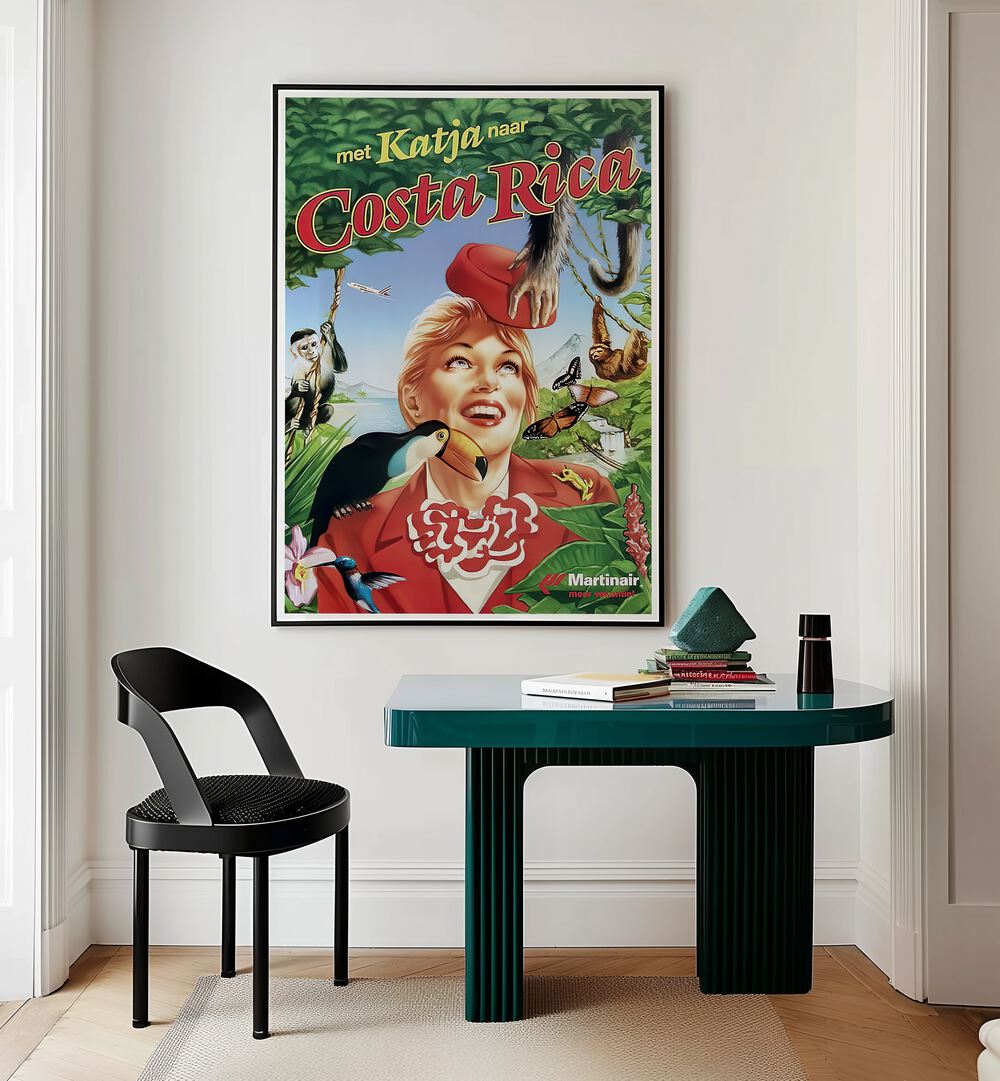 Colorful COSTA RICA, VINTAGE TRAVEL POSTERS showcase vibrant landscapes and culture, perfect for any travel enthusiast.