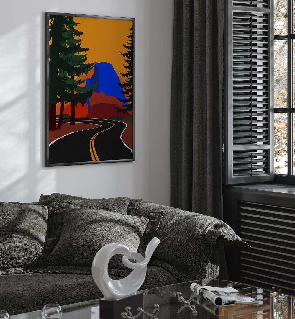 Stunning GLACIER ROAD WITH HALF DONE, LANDSCAPE PAINTINGS enhances your space with vibrant winter scenery.
