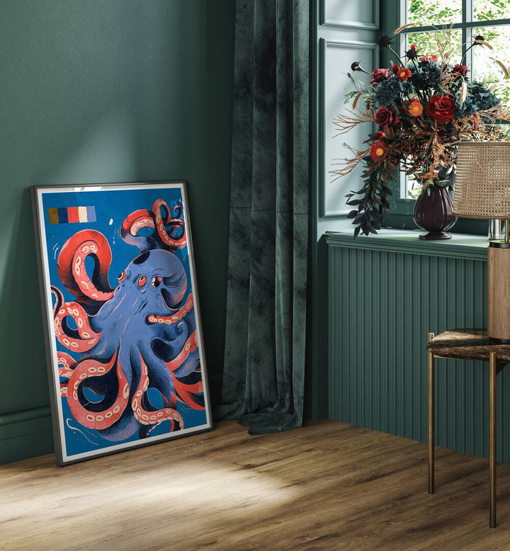 Vibrant OCTOPUS, BEACH PAINTINGS showcased in a stylish room, perfect for enhancing your home decor.