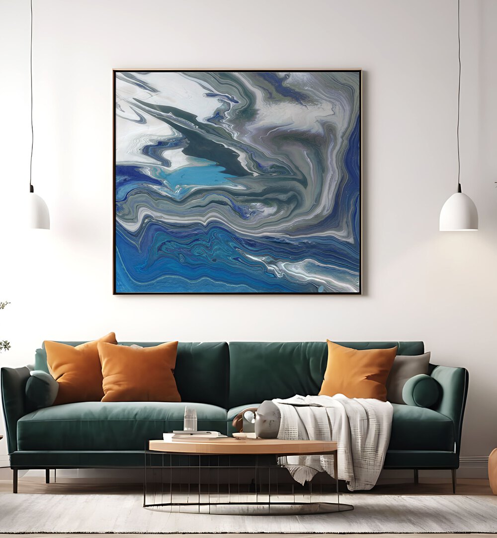 Serene abstract painting from the LIKE A RIVER collection, enhancing home décor with calming water-like flow.