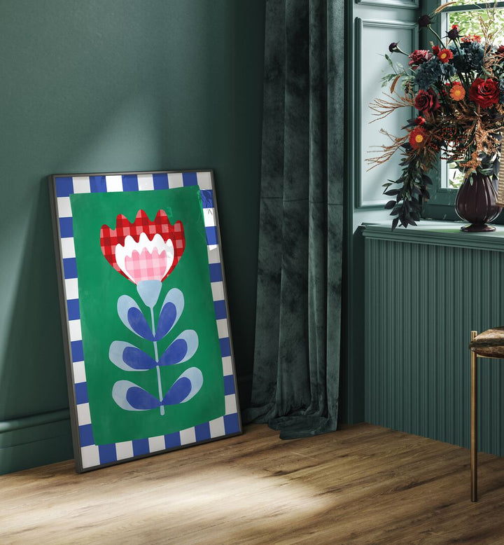 Transform your space with the CHECKERED FLOWER, FLORAL FLOWER PAINTINGS by Elena Ristova, featuring a unique design.