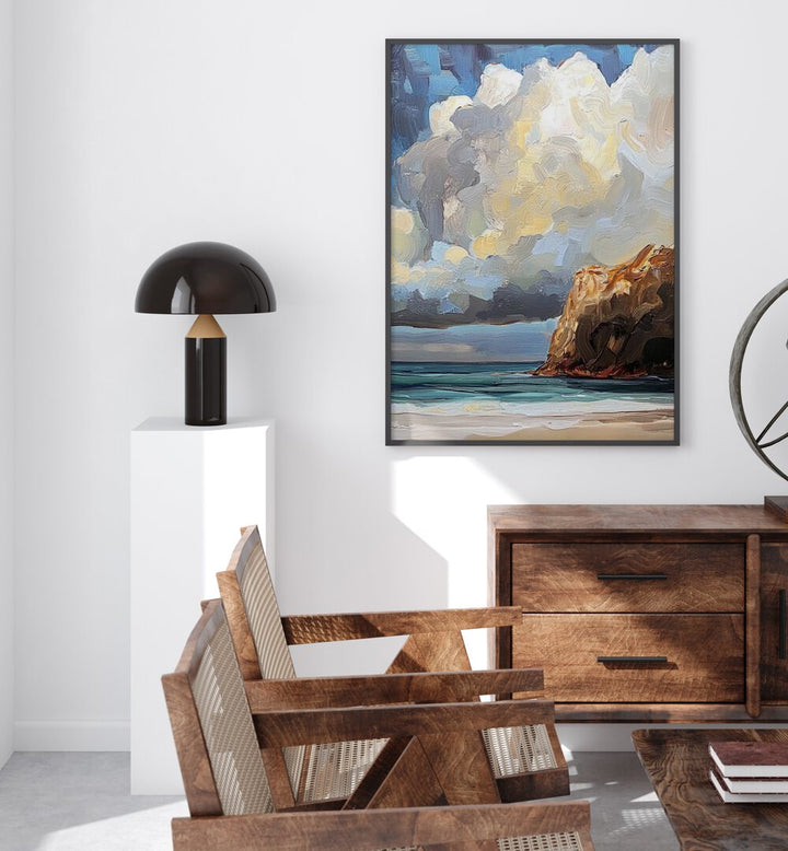 CLOUDY DAY AT THE BEACH II artwork brings serene coastal beauty to your home, enhancing your décor with tranquility.