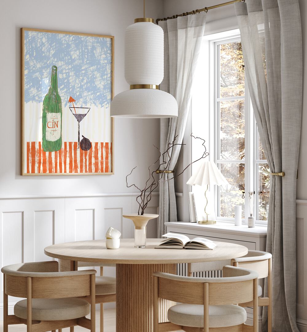 Stylish CIN CIN IV Kitchen Posters enhancing a modern dining area with vibrant colors and artistic flair.