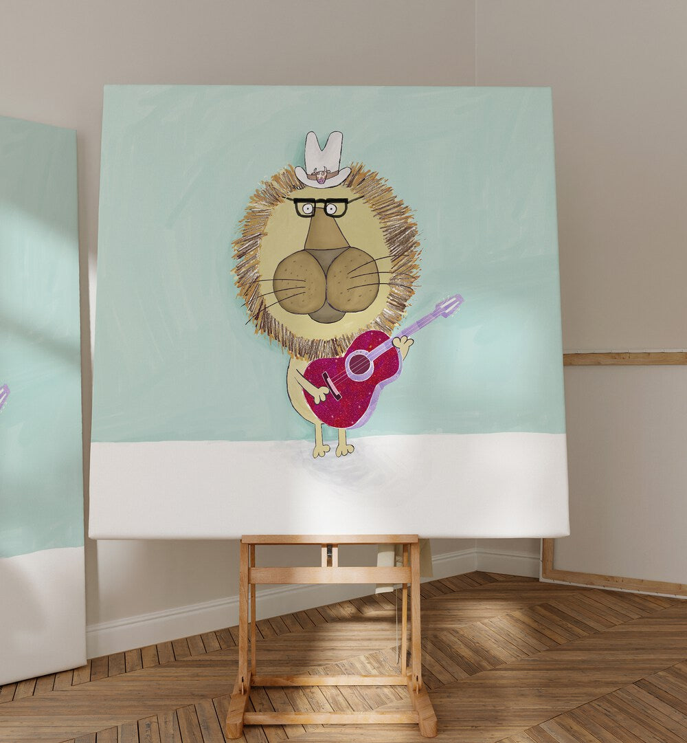 ROCK STAR LION PLAYS HIS GUITAR  , KIDS ROOM PAINTINGS