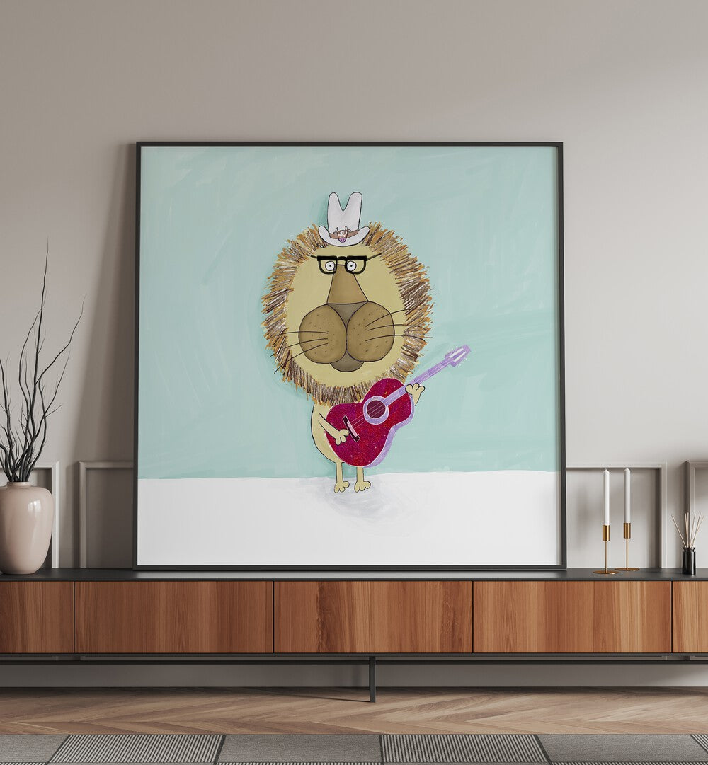 ROCK STAR LION PLAYS HIS GUITAR  , KIDS ROOM PAINTINGS