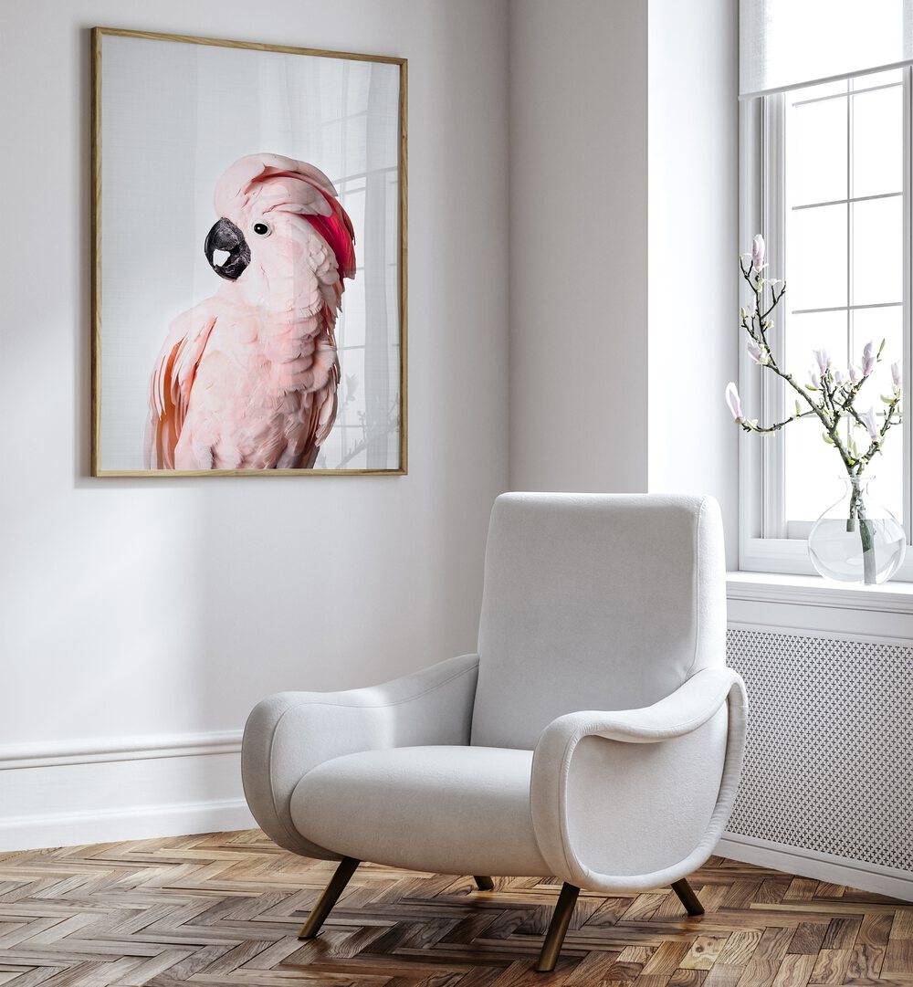 Vibrant PINK COCKATOO, ANIMAL PAINTINGS, perfect for enhancing home decor with its stunning colors and charm.