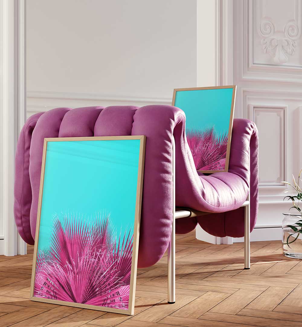 ELECTRIC PINK PALM FRONDS , PHOTOGRAPHY PRINTS
