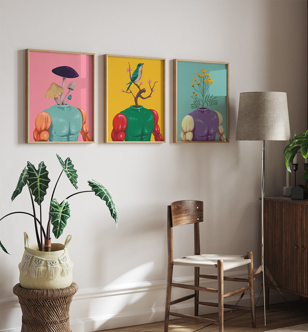 BOTANICAL SOULS SET , SET OF 3 PAINTINGS