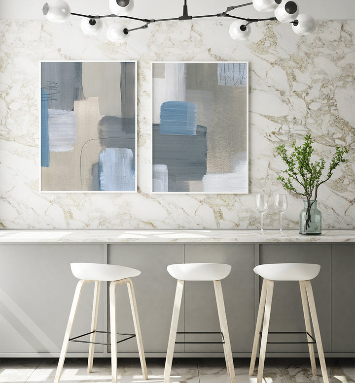 BLUE HAZE , SET OF 2 PAINTINGS