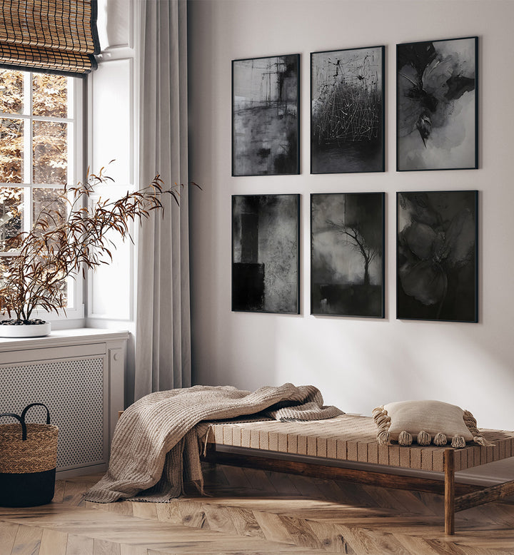 SOFT DARKNESS SET , SET OF 6 PAINTINGS