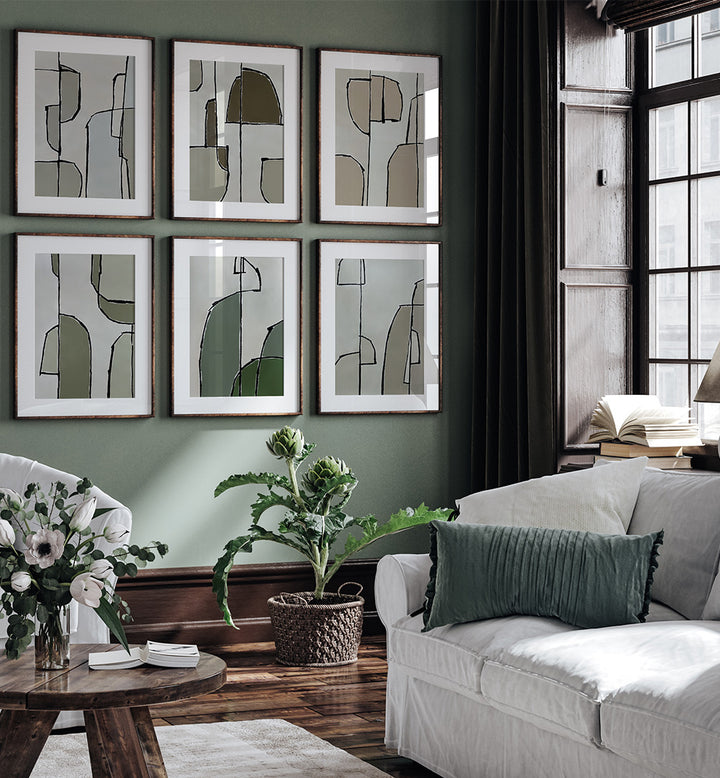 ORGANIC LINE SERIES SET , SET OF 6 PAINTINGS