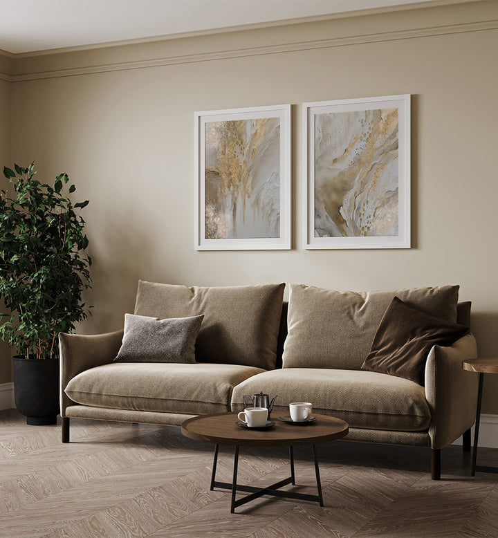 GOLDEN STILLNESS , SET OF 2 PAINTINGS