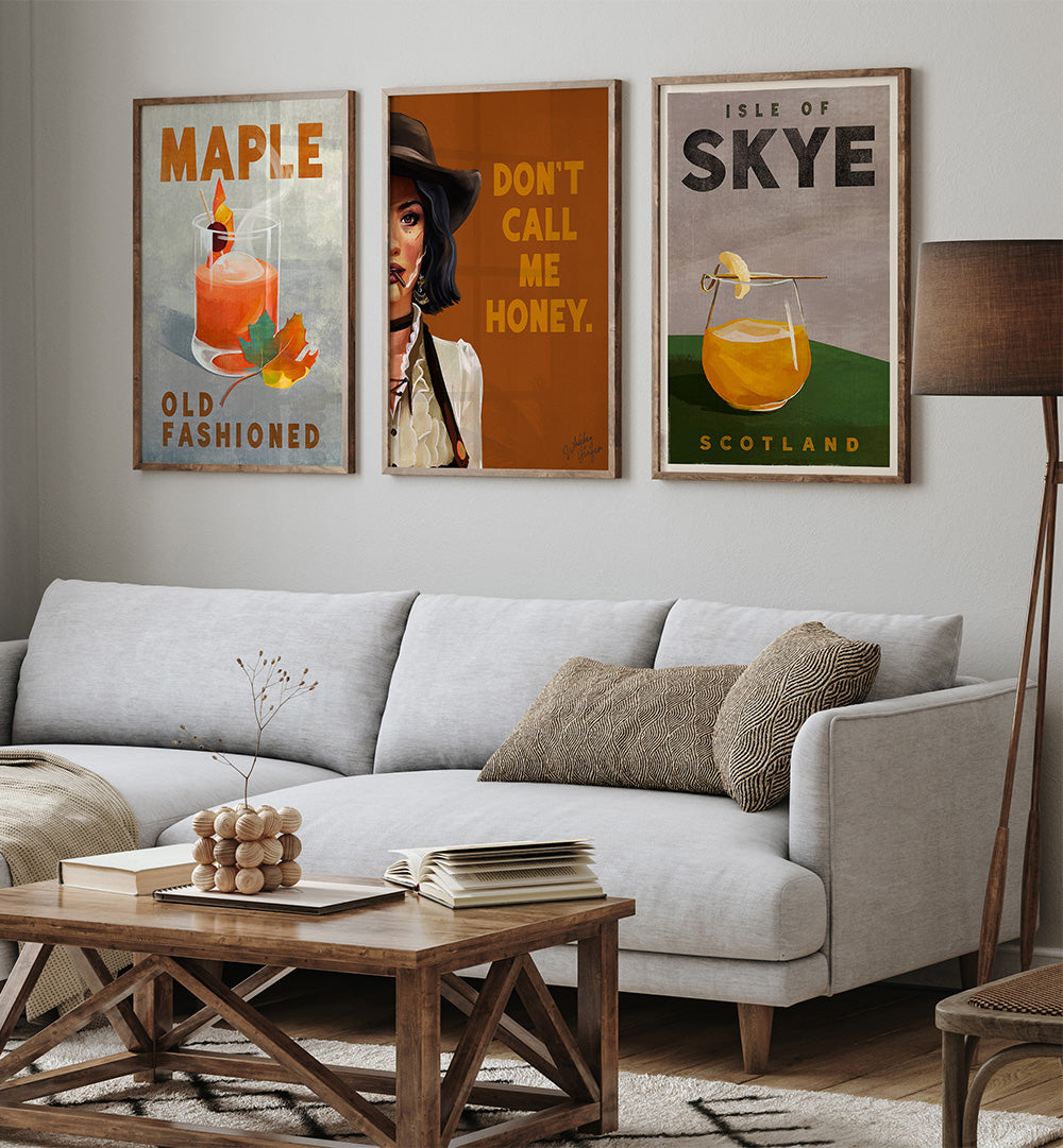 COZY BAR TRIO , SET OF 3 PAINTINGS