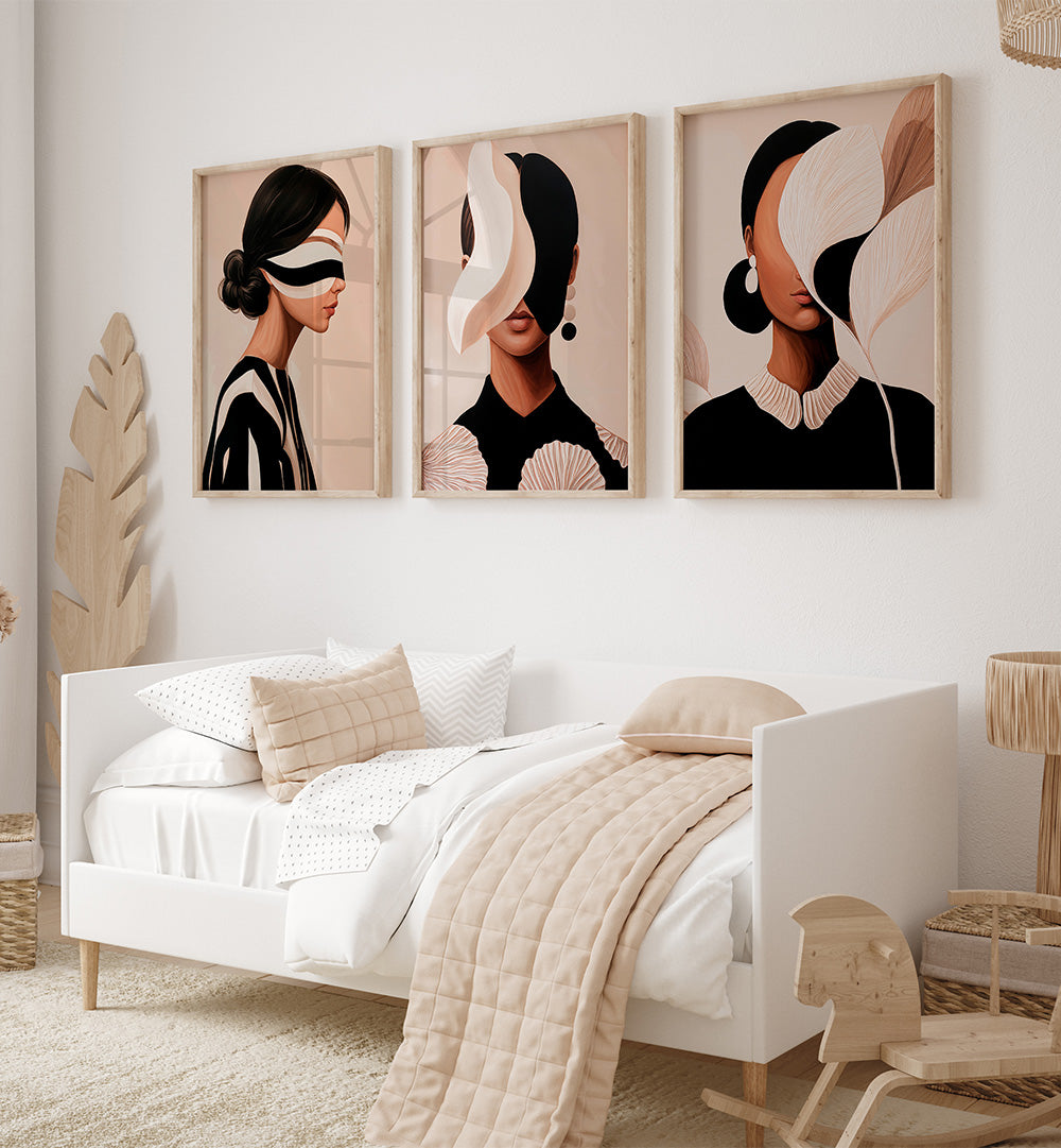 COUTURE WALL , SET OF 3 PAINTINGS