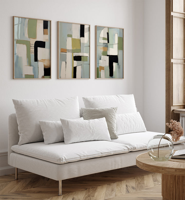 EUCALYPTUS FLOW , SET OF 3 PAINTINGS