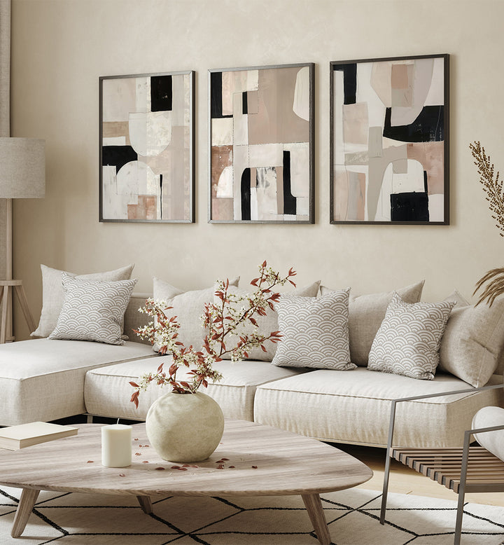 STUDIO NEUTRAL , SET OF 3 PAINTINGS