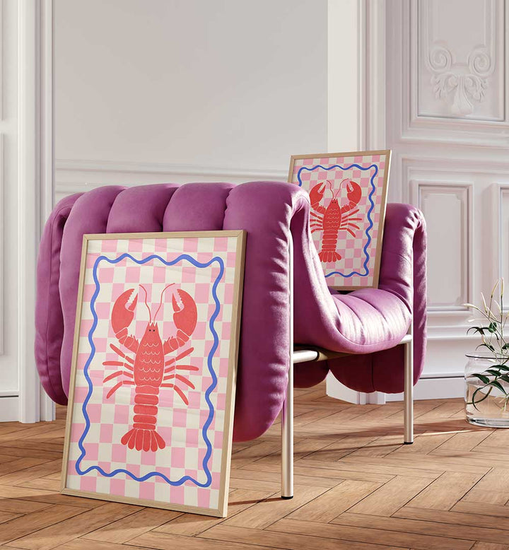 PINK CHECKERED LOBSTER , BAR & CAFE ART