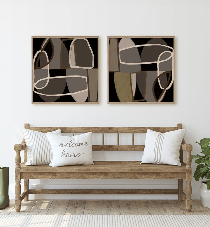 INTERWOVEN SHAPES SET , SET OF 2 PAINTINGS