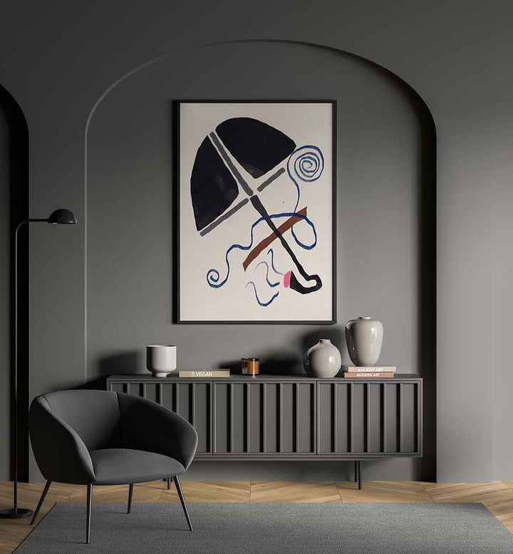 BLACK UMBRELLA , LINE ART PAINTINGS