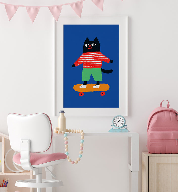 SKATING CAT , KIDS ROOM PAINTINGS