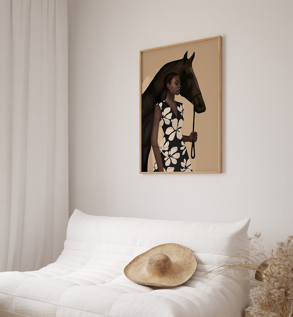 WOMAN WITH HORSE, SURREAL ART PRINTS