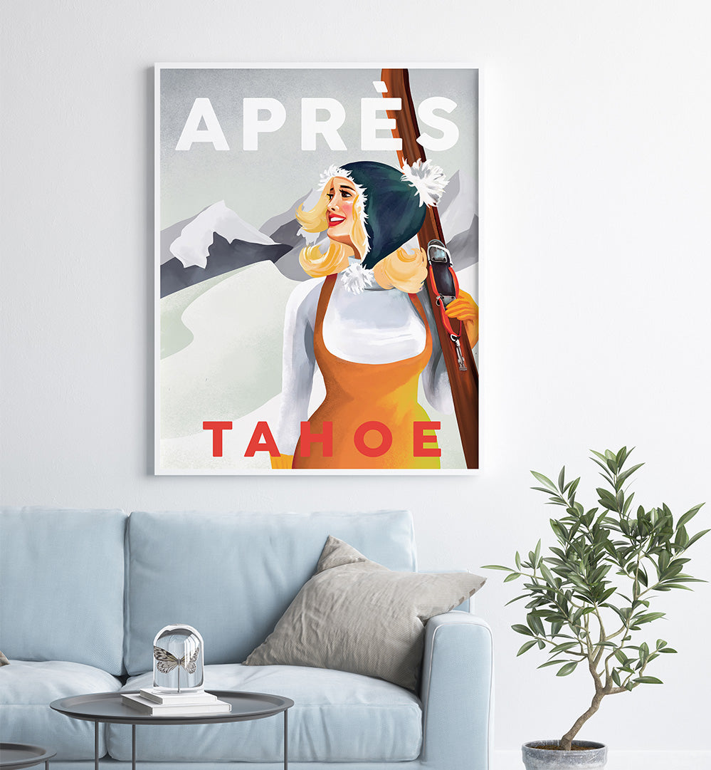 APRES SKI LAKE , VINTAGE TRAVEL POSTERS