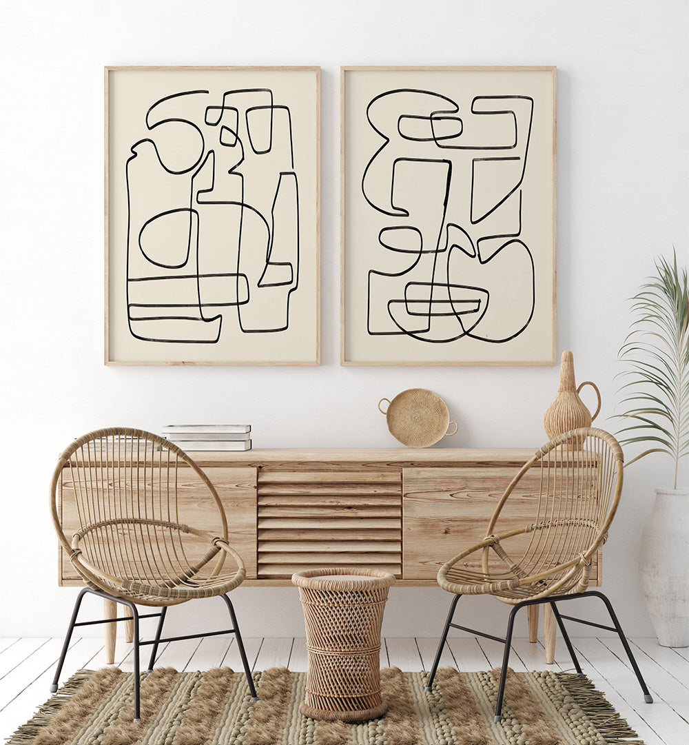 LINEAR BALANCE SET , SET OF 2 PAINTINGS