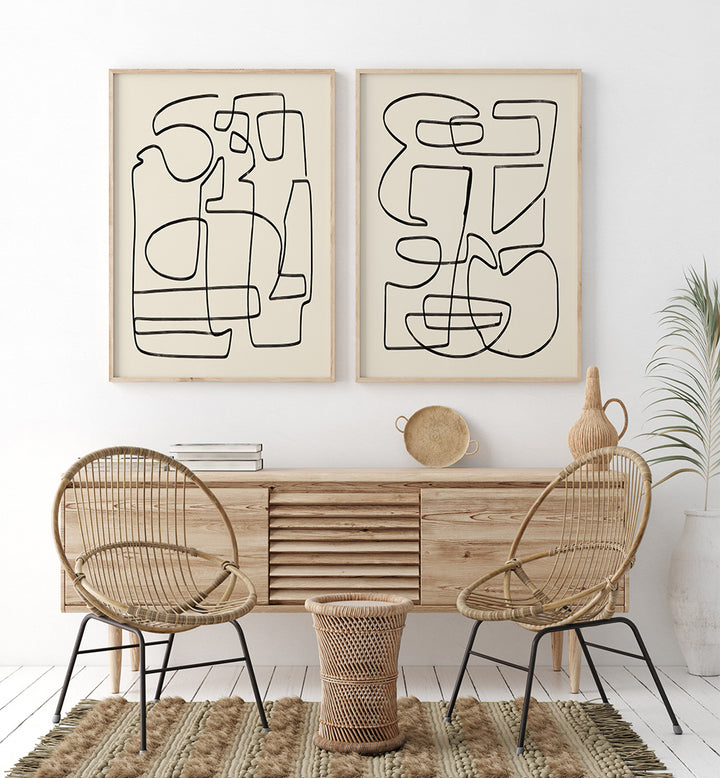 LINEAR BALANCE SET , SET OF 2 PAINTINGS