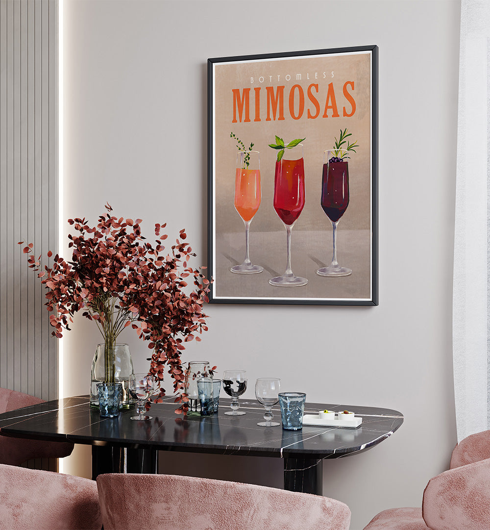 BOTTOMLESS MIMOSAS PASTEL , BAR & CAFE ART
