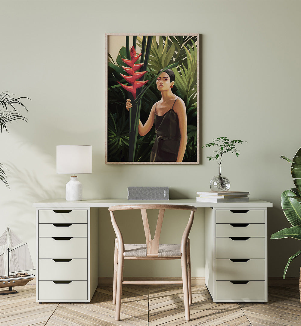 WOMAN IN TROPICAL FOREST, SURREAL ART PRINTS