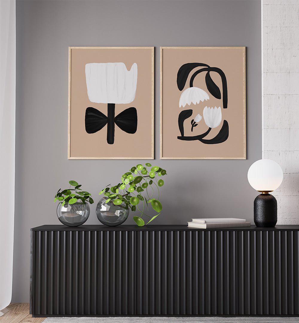 SHADOW BLOOMS SET , SET OF 2 PAINTINGS