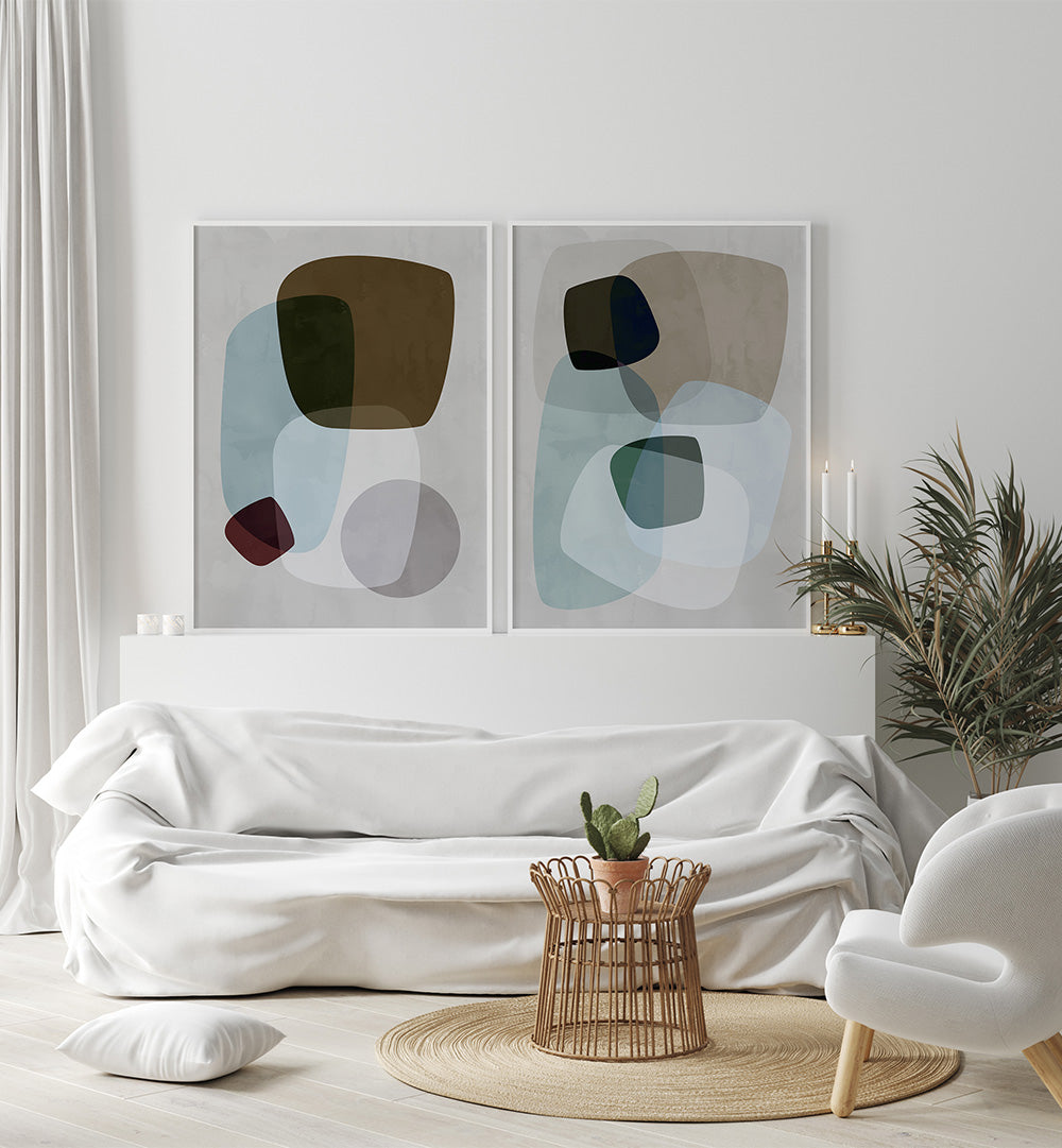 MARBLE MEADOW SET , SET OF 2 PAINTINGS