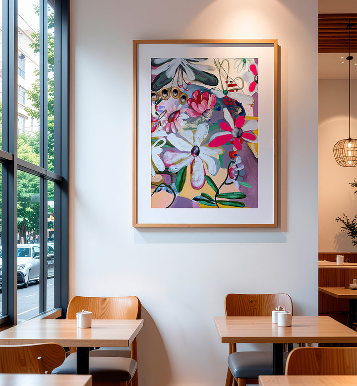 BOLD PINK AND WHITE PETALS , FLORAL FLOWER PAINTINGS