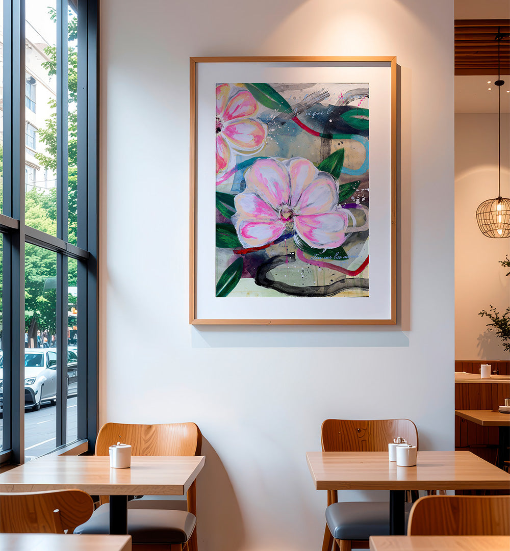 ART ON PAPER , FLORAL FLOWER PAINTINGS