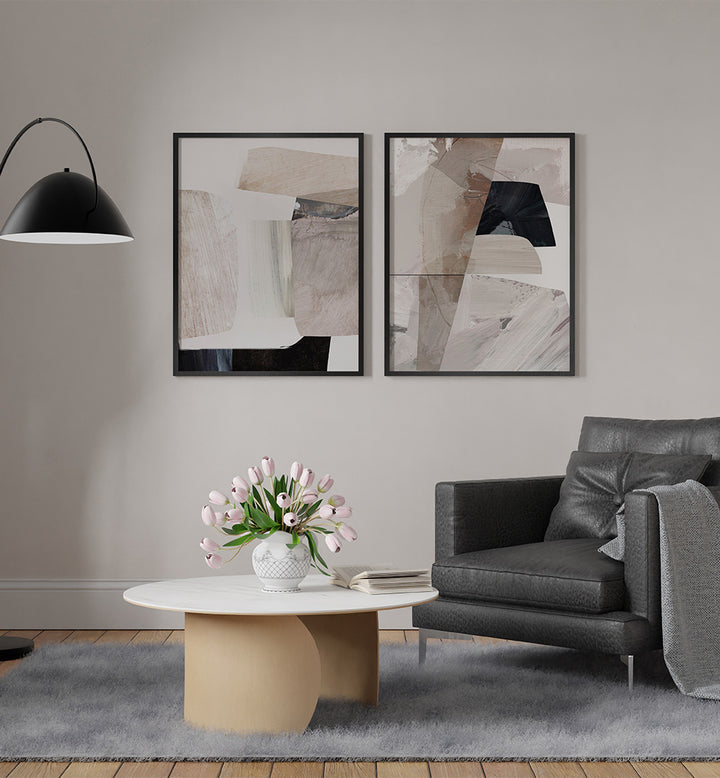 CONCRETE LOFT SET , SET OF 2 PAINTINGS