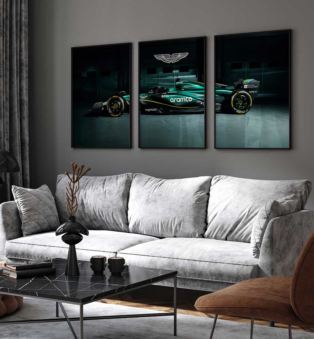 PRANCING POWER , SET OF 3 PAINTINGS